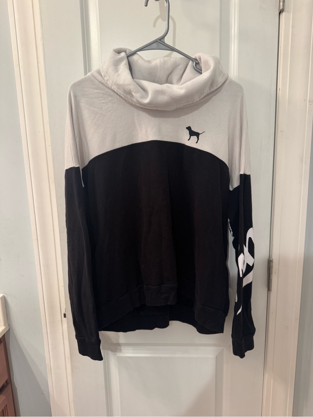 Victoria's Secret Black and White Colorblock Cowl Neck Sweater